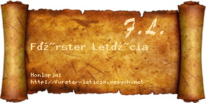 Fürster Letícia névjegykártya